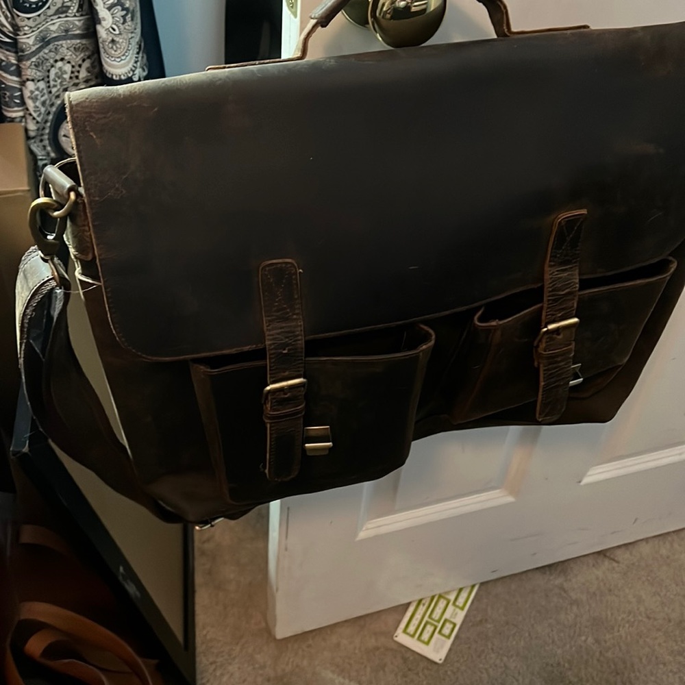 Large leather messenger bag